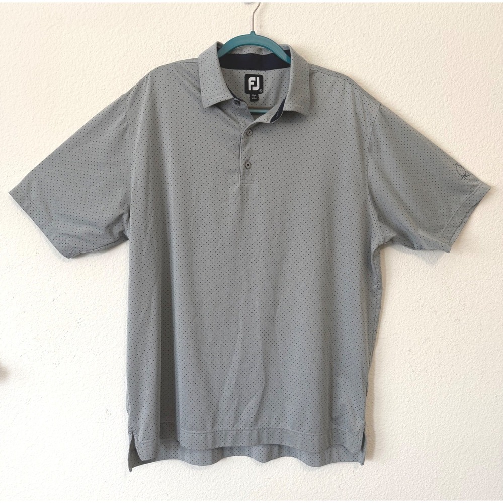 FootJoy Polo Shirt XL Gray Polka Dot Golf Performance LP Platinum Cup